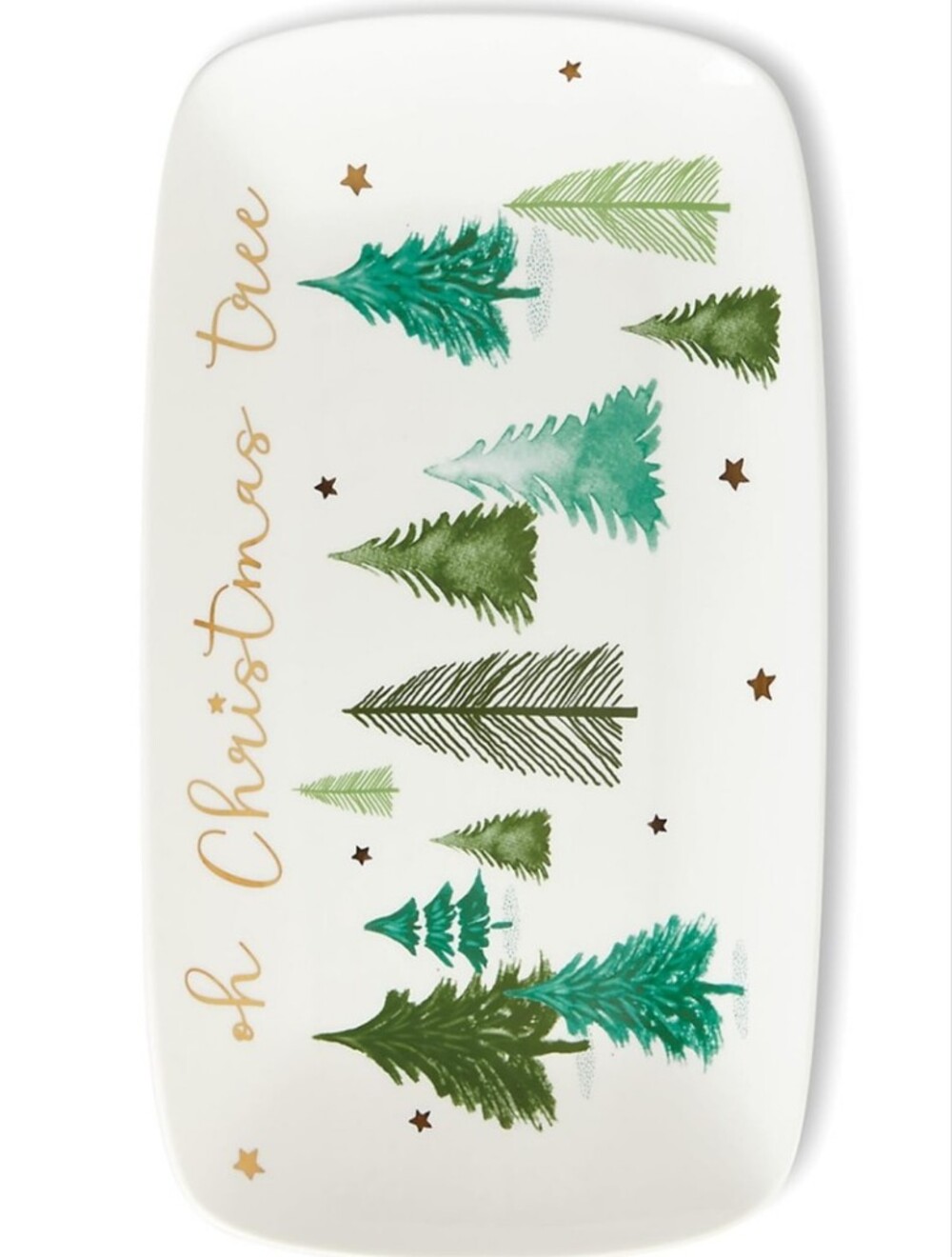 Lenox White and Green ‘Oh Christmas Tree’ Serve Platter with Gold Accents